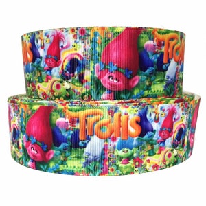 GROSGRAIN RIBBON 5/8, 7/8",1.5", 3" in  Trolls for Gifts Birthday Halloween Christmas Party  ( Add to Cart, Save on Combine Shipping)