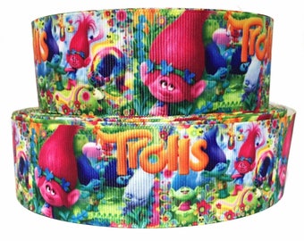 GROSGRAIN RIBBON 5/8, 7/8",1.5", 3" in  Trolls for Gifts Birthday Halloween Christmas Party  ( Add to Cart, Save on Combine Shipping)