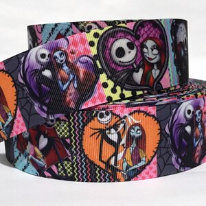 GROSGRAIN RIBBON 5/8", 7/8", 1.5" & 3" Nightmare Before Christmas H122 Printed Halloween ( Add to Cart,  Save on Combine Shipping )