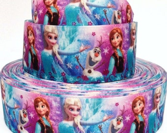 Grosgrain Ribbon 5/8" , 7/8" , 1.5",  3"  Frozen Elsa Anna Princess Snowman - F1 - Printed  ( Add to Cart,  Save on Combine Shipping )