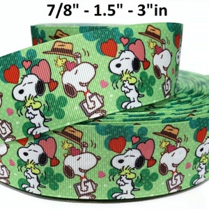 GROSGRAIN RIBBON 5/8", 1.5", 7/8" & 3" St. Patrick's Day Clovers Printed  ( Add to Cart,  Save on Combine Shipping )