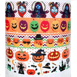 Grosgrain Ribbon 7/8&quot; Halloween Printed 5 Yard mixed lot  ( 1 Yard per design in the picture ) - Bulk - Wholesale