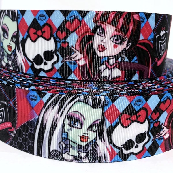 Grosgrain Ribbon 5/8", 7/8", 1.5" & 3" Monster High Cartoons Halloween  (  Add to Cart,  Save on Combine Shipping )