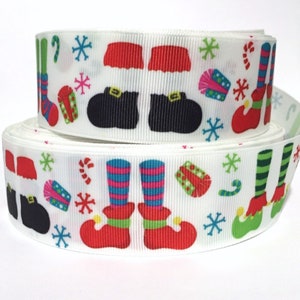 GROSGRAIN RIBBON 7/8&quot;& 1.5&quot; Christmas Santa Elves Snowflakes Printed  Gifts Party - Hair-bows ( Save on Combine Shipping )