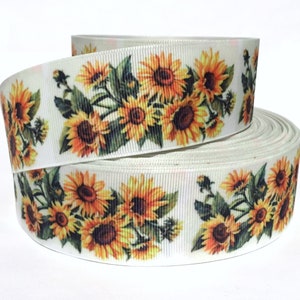 Grosgrain Ribbon 5/8", 7/8", 1.5" & 3" Sunflowers Flowers - S2F - Printed - USA Seller ( Add to Cart,  Save on Combine Shipping )