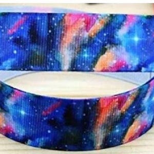 GROSGRAIN RIBBON  7/8",  Galaxy - Stars - For gift  G1X - Printed By the Yard (  Add to Cart,  Save on Combine Shipping )