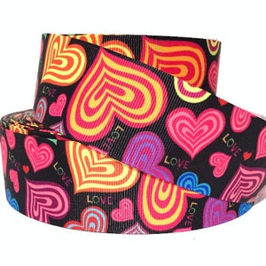 Grosgrain Ribbon 5/8", 7/8",  1.5" & 3" Hearts Love Valentine's Day Printed For Gifts Hairbows ( Add to Cart,  Save on Combine Shipping )