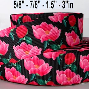 Grosgrain Ribbon 3/8", 5/8", 7/8", 1.5", 3" Flowers Roses Spring Mother's, Valentine's Day ( Add to Cart, Save on Combine Shipping