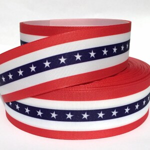 Grosgrain Ribbon 5/8", 7/8", 1.5", 3" 4th of July Independence Day Stripes Stars USA Printed  Add to Cart,  Save on Combine Shipping