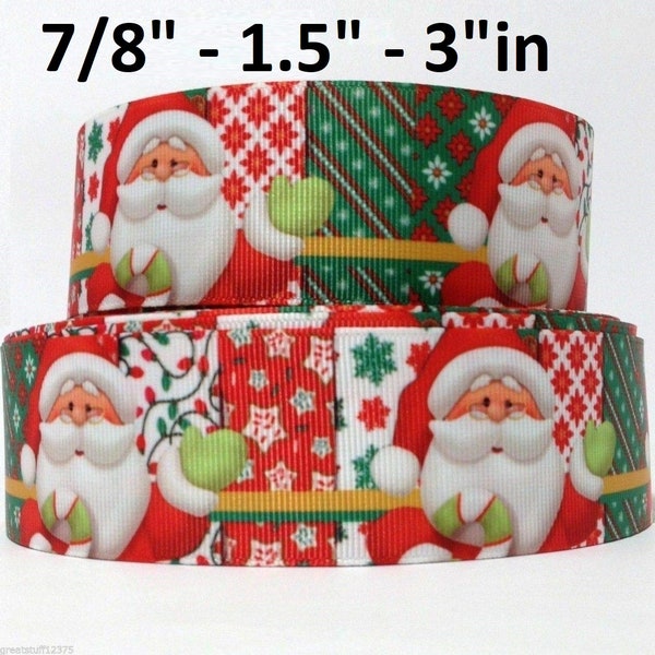 GROSGRAIN RIBBON 5/8", 7/8", 1.5",  3" Santa Claus Christmas Printed S68 By the Yard (  Add to Cart,  Save on Combine Shipping )