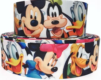 GROSGRAIN RIBBON 5/8", 7/8", 1.5", 3" Mickey Mouse M1  Printed ( Buy Another One, Add to Cart,  Save on Combine Shipping )