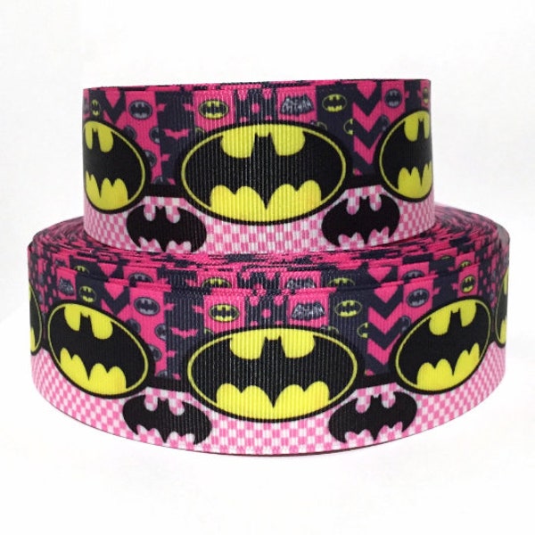 Cinta de grosgrain 5/8", 7/8", 1.5 y 3" Kids Heroes Pink Impreso Vendedor de EE. UU. (Compre otro, agréguelo al carrito, ahorre en el envío combinado)