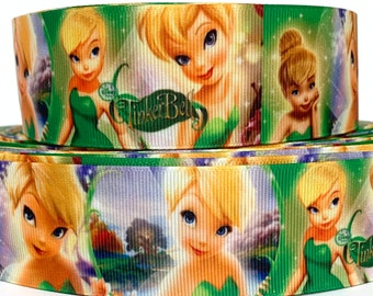 Grosgrain Ribbon 5/8", 7/8", 1.5" & 3" Tinkerbell Fairy Princess Cartoon Printed Buy Another One, Add to Cart, Save on Combine Shipping