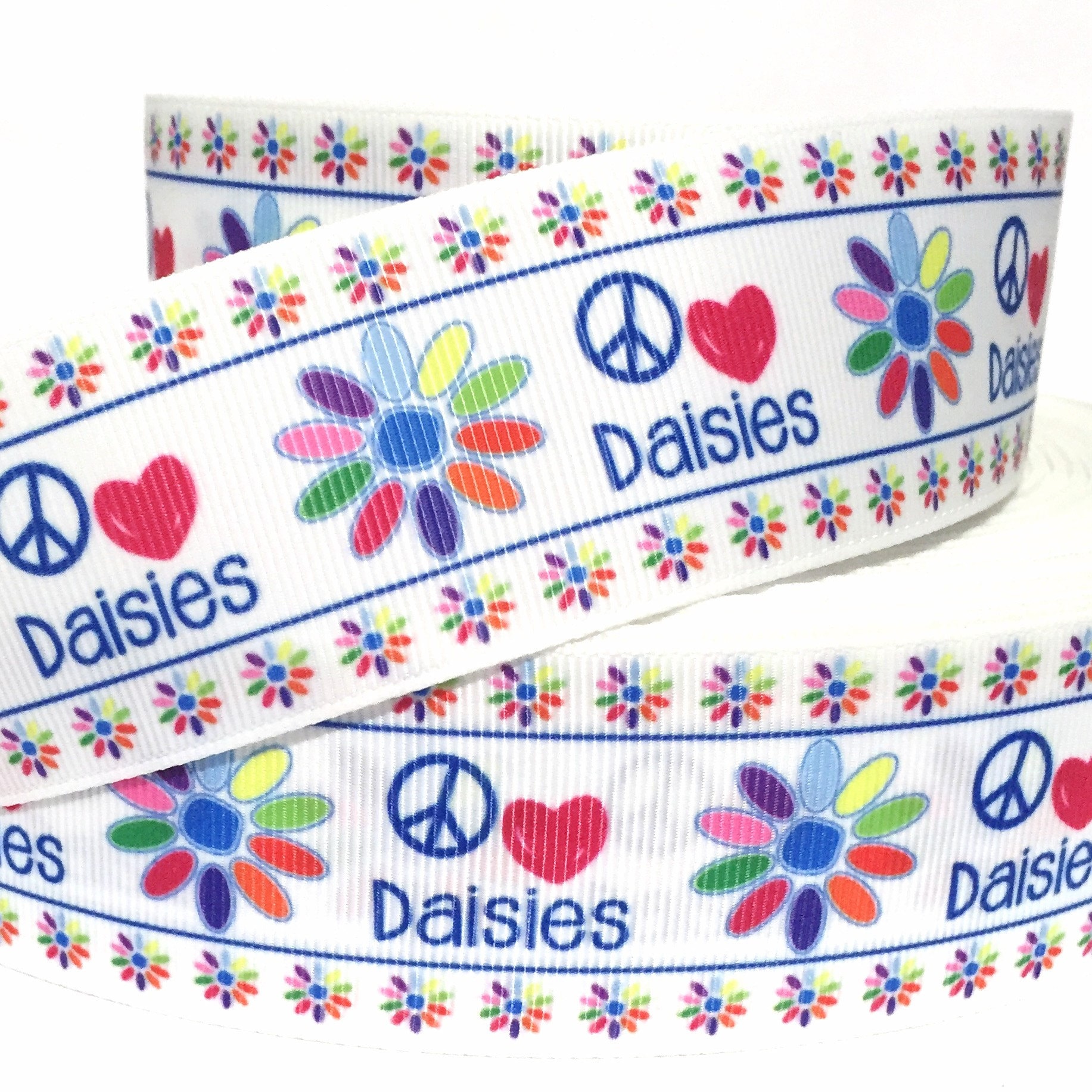 Floral Denim Blue BTY COMBINED SHIPPING GROSGRAIN RIBBON 1.5 1 5//8 In