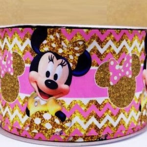 GROSGRAIN RIBBON 5/8", 7/8", 1.5", 3"  Minnie Mouse M4N Printed  By the Yard ( Buy Another One, Add to Cart,  Save on Combine Shipping )