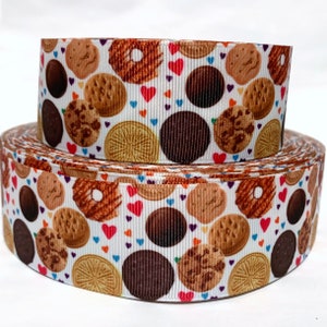 Grosgrain Ribbon 5/8", 7/8", 1.5", 3"  Kids Fun Cookies Hearts Printed For Gifts Hairbows BULK ( Add to Cart,  Save on Combine Shipping )
