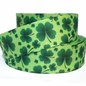 GROSGRAIN RIBBON 5/8", 7/8", 1.5" & 3" St. Patrick's Day Clovers  Printed ST1  ( Buy Another One, Add to Cart,  Save on Combine Shipping )