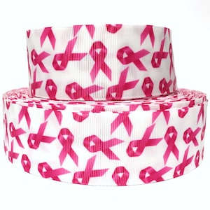 GROSGRAIN RIBBON 5/8", 7/8", 1.5", 3" Breast Cancer Awareness Love Hope Printed Sold By the Yard ( Add to Cart, Save on Combine Shipping