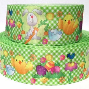 Grosgrain Ribbon 5/8", 7/8", 1.5", 3" Easter Chick Bunny Eggs Rabbit For Gifts, Hair bows  ( We Combine Shipping, Add to cart )