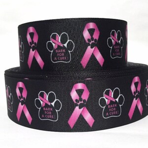 GROSGRAIN RIBBON 5/8", 7/8", 1.5", 3" Breast Cancer Awareness Paw Prints Printed Sold By the Yard ( Add to Cart, Save on Combine Shipping