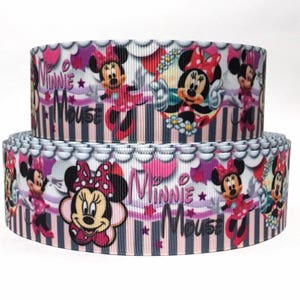 GROSGRAIN RIBBON 5/8", 7/8", 1.5", 3"  Minnie Mouse MN10 Printed  By the Yard ( Buy Another One, Add to Cart,  Save on Combine Shipping )