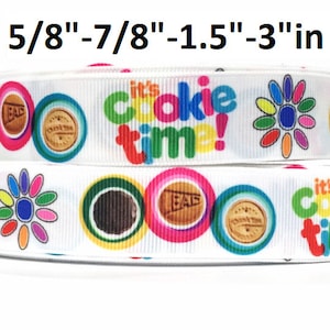 GROSGRAIN RIBBON 5/8", 7/8", 1.5" & 3" in Kids Fun it's Cookies Cookie Time Printed GS21 Crafts ( Add to Cart,  Save on Combine Shipping)
