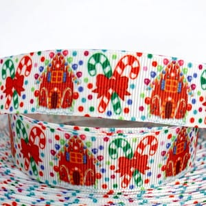 GROSGRAIN RIBBON  5/8", 7/8", 1.5" & 3" Christmas Holiday Tree Candy Canes Printed (Buy Another One, Add to Cart, Save on Combine Shipping )