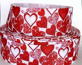 Grosgrain Ribbon 5/8", 7/8",  1.5" & 3" Hearts Red Valentine's Day Printed For Gifts Hairbows ( Add to Cart,  Save on Combine Shipping )