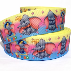 GROSGRAIN RIBBON  5/8", 7/8" , 1.5", 3"  Elephant Dumbo - E2D - Printed  ( Buy Another One, Add to Cart,  Save on Combine Shipping )