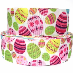 Grosgrain Ribbon 5/8", 7/8", 1.5", 3" Easter Rabbit Bunny Eggs Stripes For Gifts, Hair bows  ( We Combine Shipping, Add to cart )