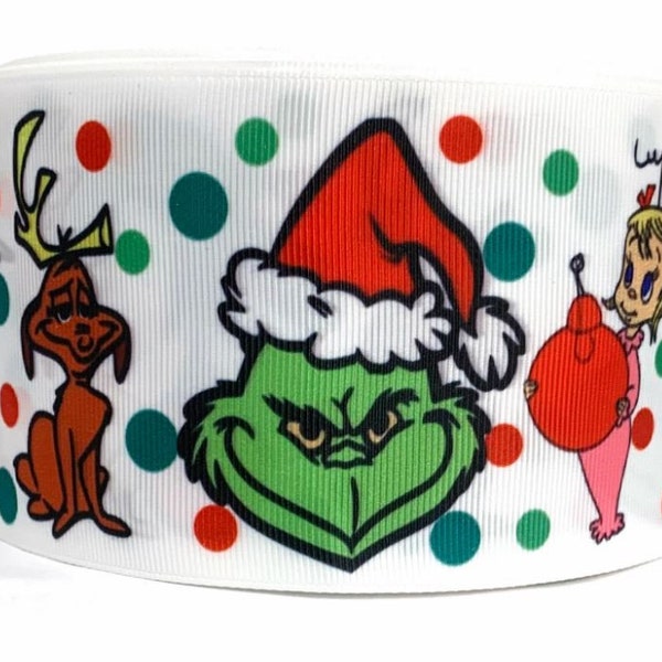 GROSGRAIN RIBBON 5/8", 7/8",  1.5", 3"  CHRISTMAS Halloween Birthday Gift Winter White Printed ( Add to Cart, Save on Combine Shipping)