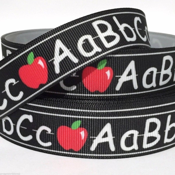 GROSGRAIN RIBBON 5/8", 7/8", 1.5" & 3" Back to School Abc Bh1 By the Yard Printed (Buy Another One, Add to Cart,  Save on Combine Shipping )