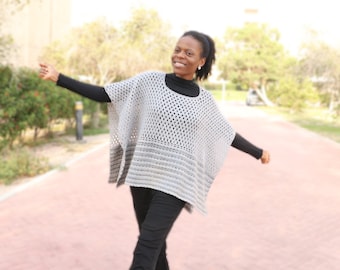 Crochet Poncho Pattern: Easy Women's Layer (XS-4XL) (PDF Pattern)