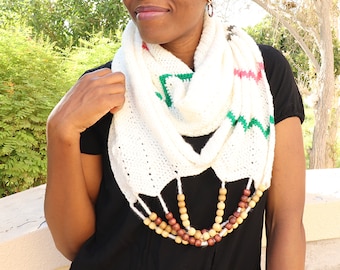 Crochet Scarf Pattern- Crochet Infinity Scarf, Chevron Scarf, Beaded Scarf, Fall Wear