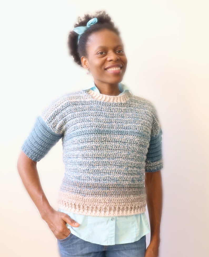 Cropped Crochet Sweater Pattern Short Sleeve Sweater Cropped Etsy