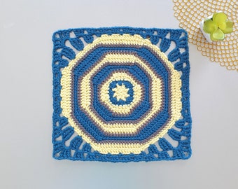 12 inch Crochet Square Motif Pattern, Crochet Octagon Square, Crochet Square Pattern