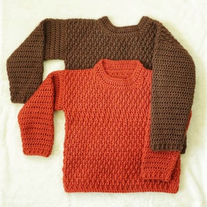 Chunky Crochet Boys Sweater Pattern for Winter Brown Children&#39;s Clothing