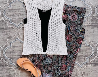 Crochet Summer Vest Pattern: Lightweight DK Yarn, Sizes XS-4XL