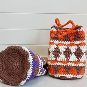 Mönster för virkad väska av typen GeoPrint Tapestry: Färgglad dragskoväska (PDF-mönster)