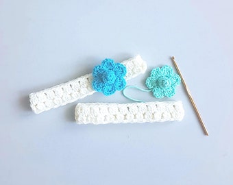 Baby Headband + Flower Crochet Pattern, Baby Shower gift, Photo prop, Crochet for baby, Beginner Crochet pattern, Last minute gifts