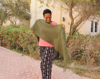 Leaf Lace Crochet Shawl Pattern, Lightweight Shawl, Crochet Wrap Pattern, DK Weight Yarn, Elegant Crochet Shawl