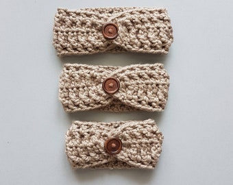 Crochet Chunky Headband Pattern: Earwarmer with Button (PDF Pattern)