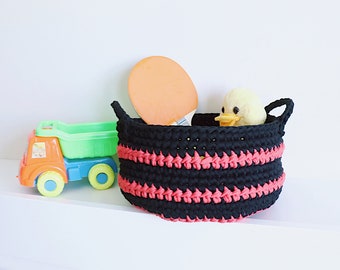 Chunky Crochet Storage Basket Pattern: Beginner-Friendly T-Shirt Yarn (PDF Pattern)