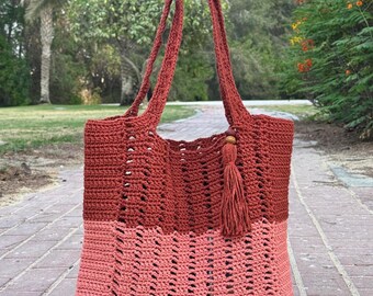 Handmade Recycled Cotton Crochet Tote Bag: Everyday Carry-all