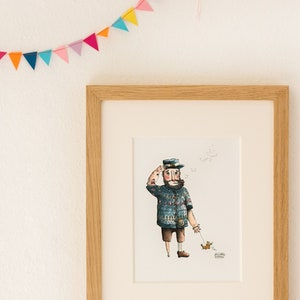 Seemann Bild Illustration mit Kapitän für Meer Freunde Kunstdruck im Kinderzimmer Poster