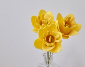 Daffodil / Felt Flowers / Felt Flower Stem / Felt Bouquet