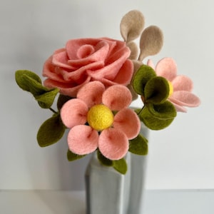 Felt Flower Bouquet | Pink Rose + Wildflowers