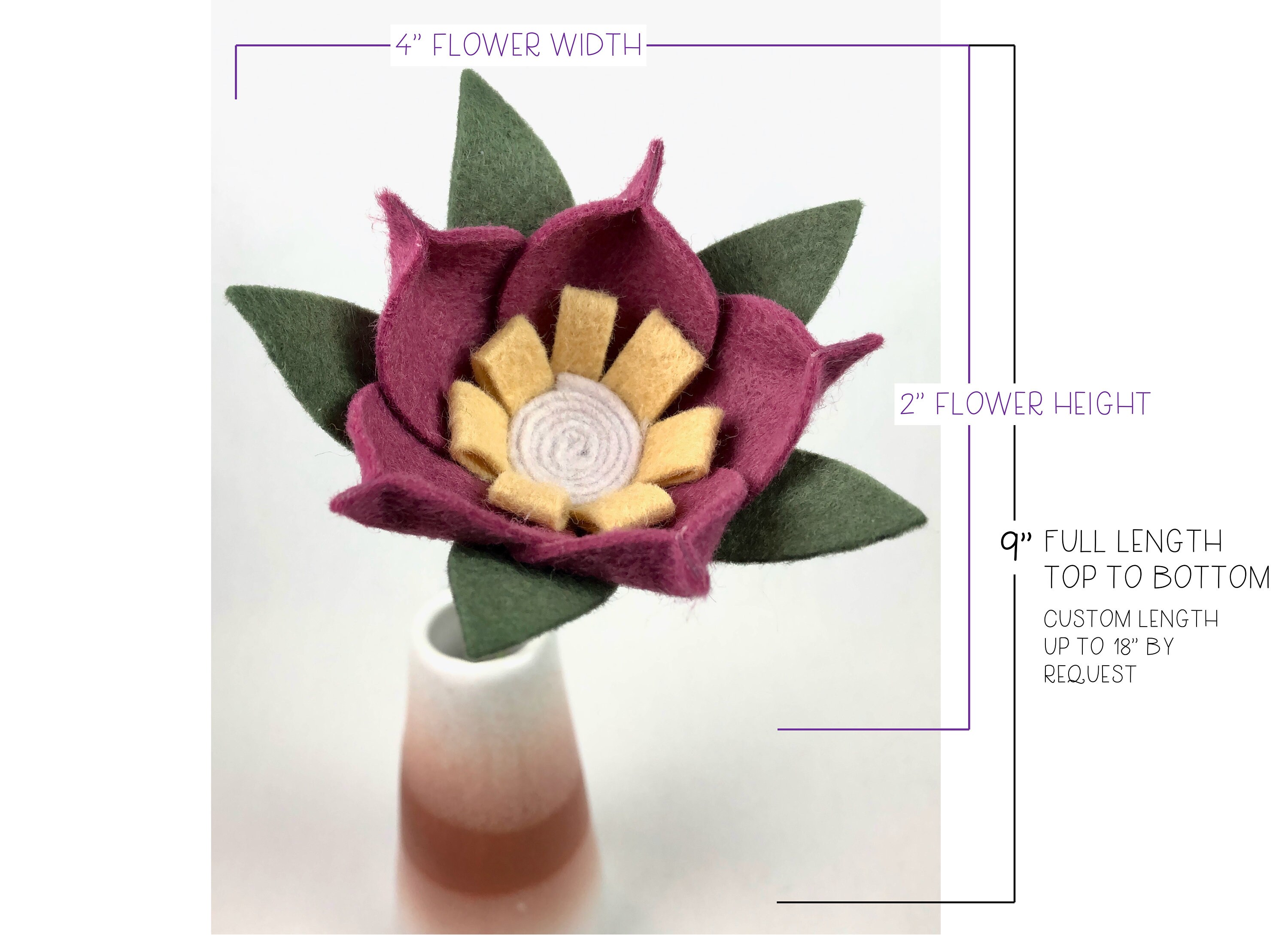 Primrose / Felt Flowers / Felt Flower Stem / Felt Flower Etsy