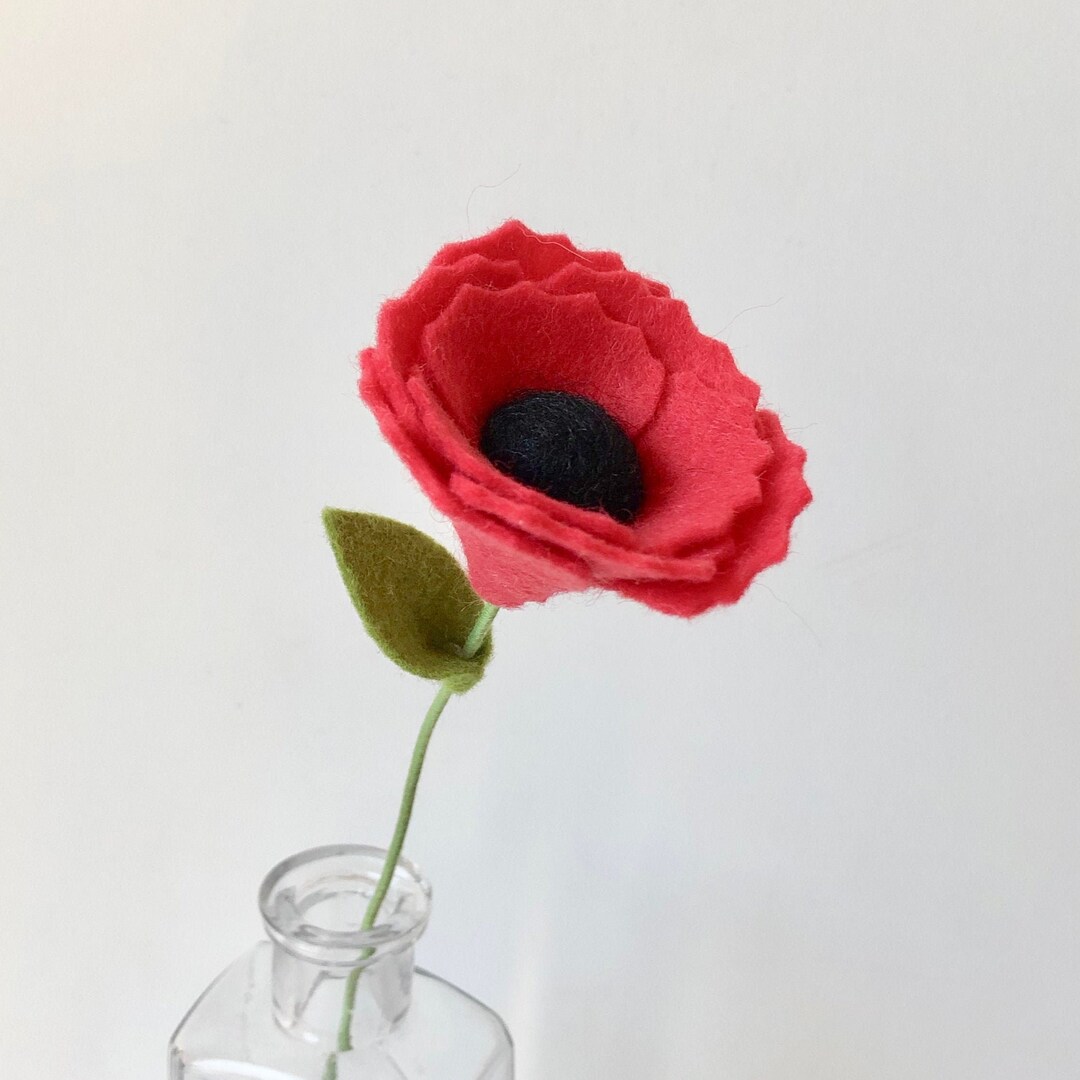 Poppy / Felt Flowers / Felt Flower Stem / Felt Bouquet Etsy