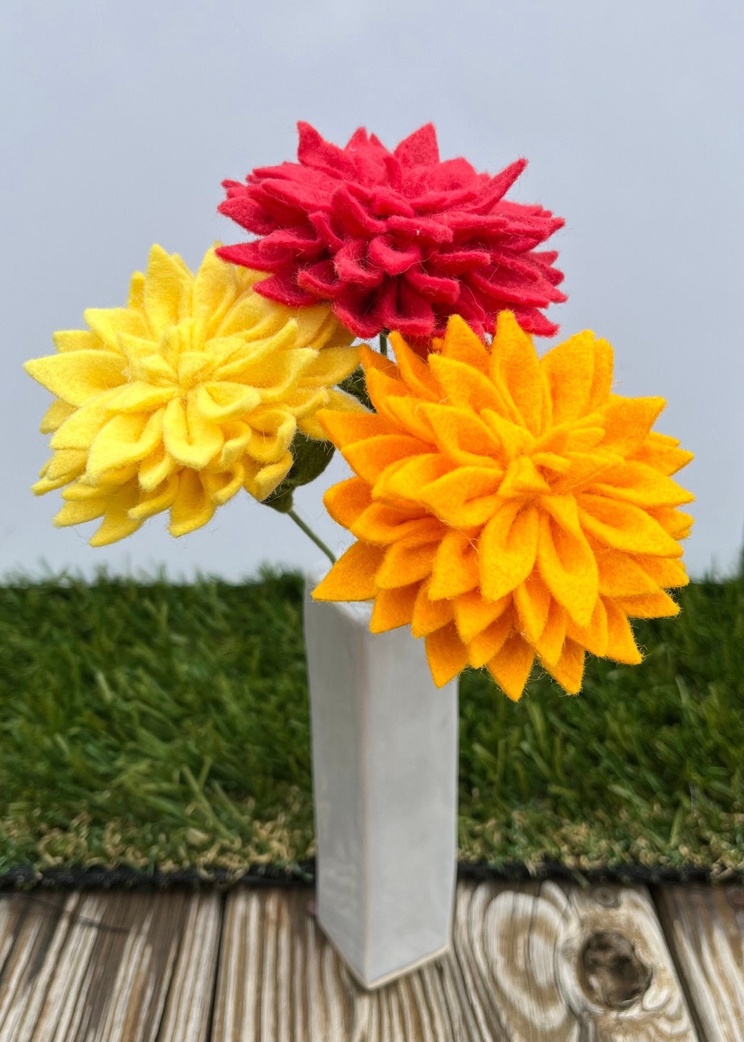 Dahlia / Felt Flowers / Felt Flower Stem / Felt Bouquet Etsy